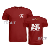 **NEW ITEM**  "Eat-Sleep-Handball" Cardinal Bella Canvas Soft Cotton ~ Pro Player Tee (comes w/membership)
